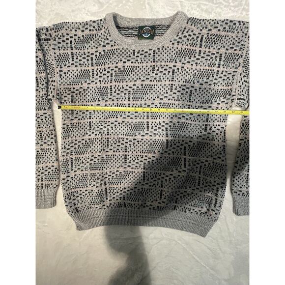 Vintage Jantzen Men's Sweater Grandpa Made In USA Geometric Pullover Pink Gray L - Picture 5 of 6